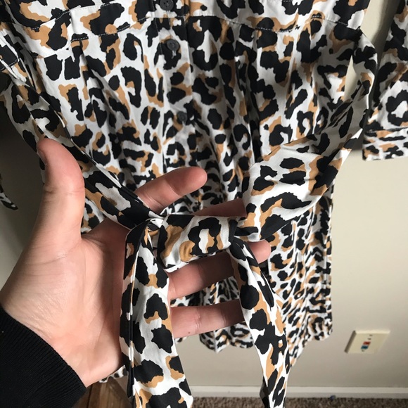 NWT J.Crew Leopard Print Tie Waist Shirtdress - Picture 7 of 13